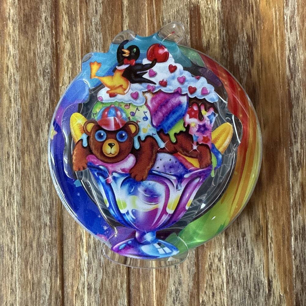 Magnetic Lisa Frank Bear in Ice Cream Sundae Pop Up Phone Grip
